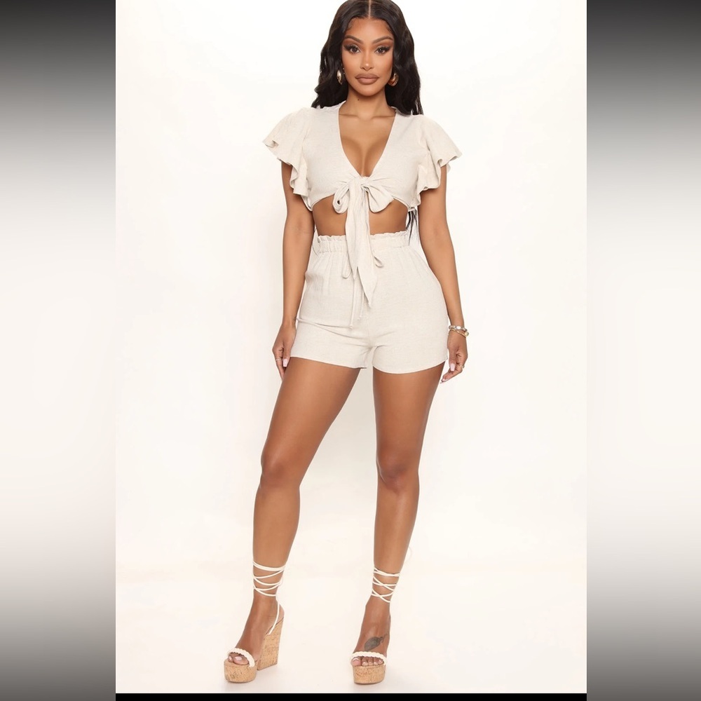 Fashion nova cream linen set large